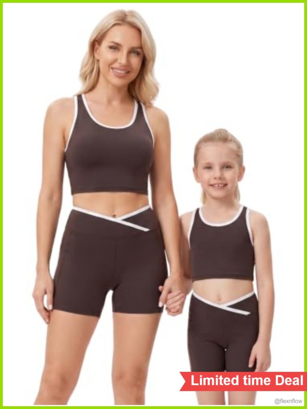 Mom and Me Workout Set Yoga Pilates Crop Top Biker Shorts